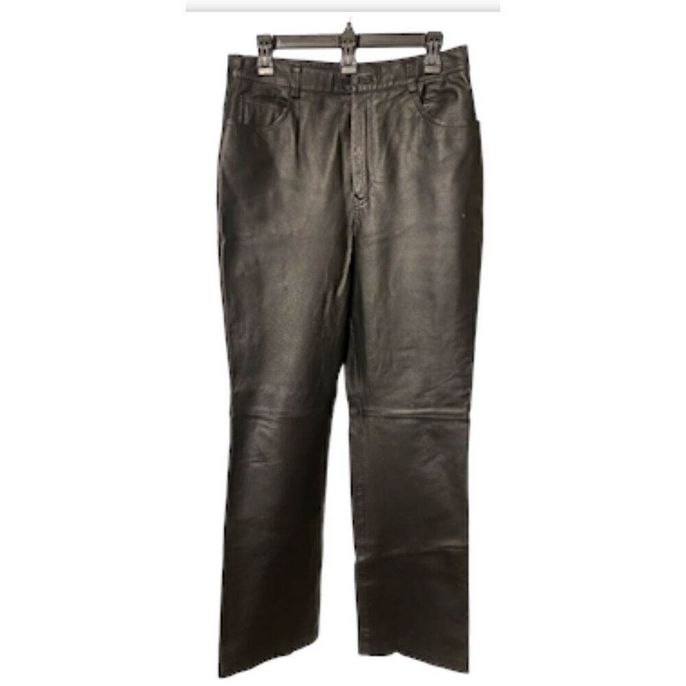 Newport News Easy Style Black Leather Pants Sz. 12 Classic 5-Pocket Style